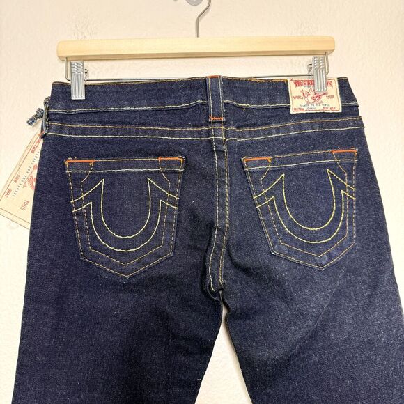 True Religion Jeans SZ 29 Low Rise Blue Johnny Kick Flare Stretch DEADSTOCK Y2K - Picture 10 of 11